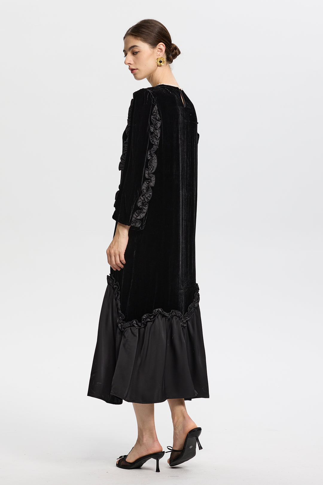 Isabella Ruffled Velvet Dress