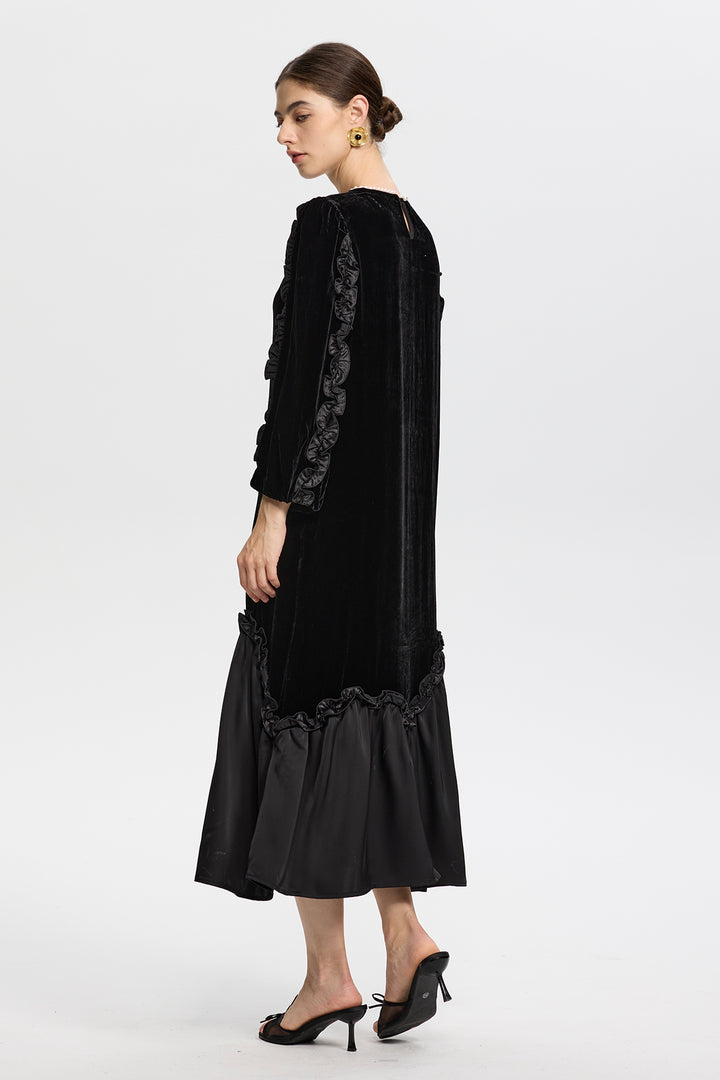 Isabella Ruffled Velvet Dress