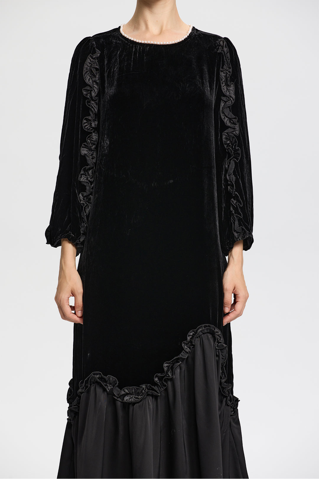 Isabella Ruffled Velvet Dress