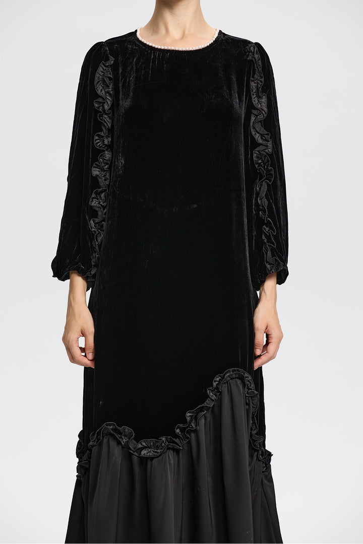 Isabella Ruffled Velvet Dress