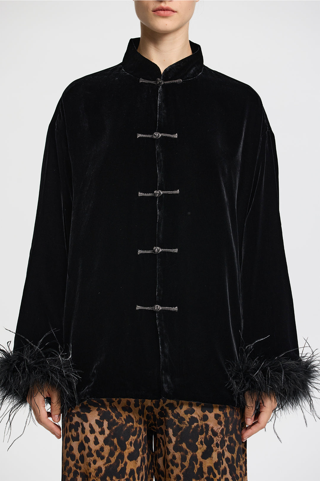 Arden Velvet Jacket with Feather Cuffs