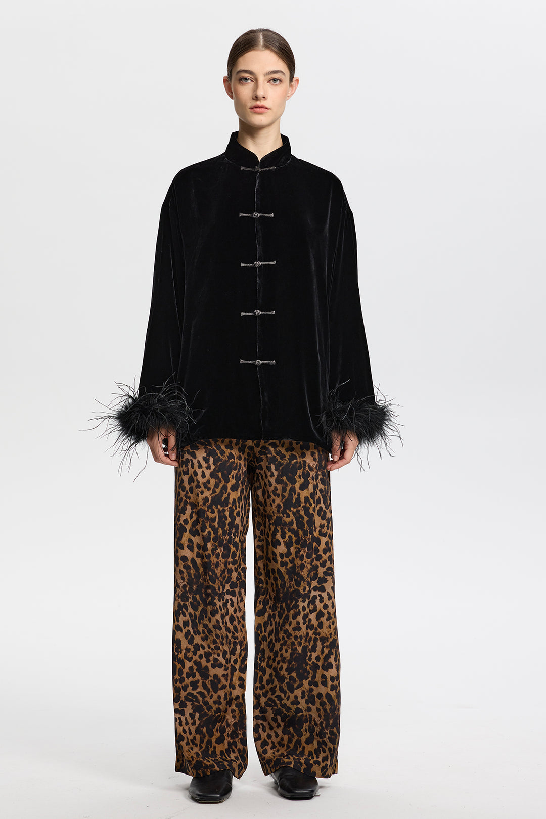 Arden Velvet Jacket with Feather Cuffs
