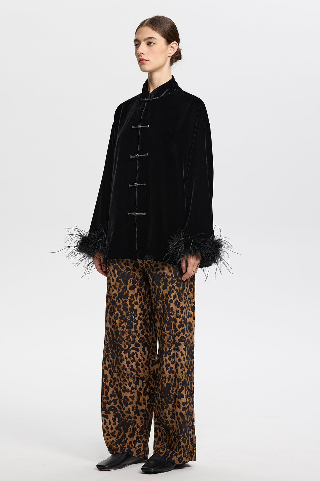 Arden Velvet Jacket with Feather Cuffs