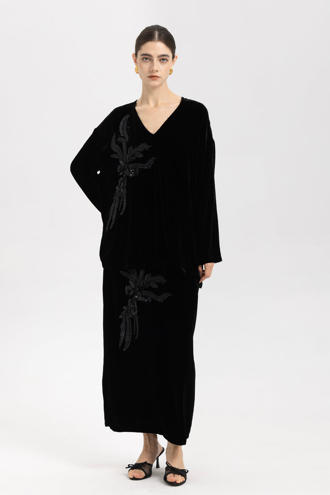 Farah Beaded Velvet Two Piece Set