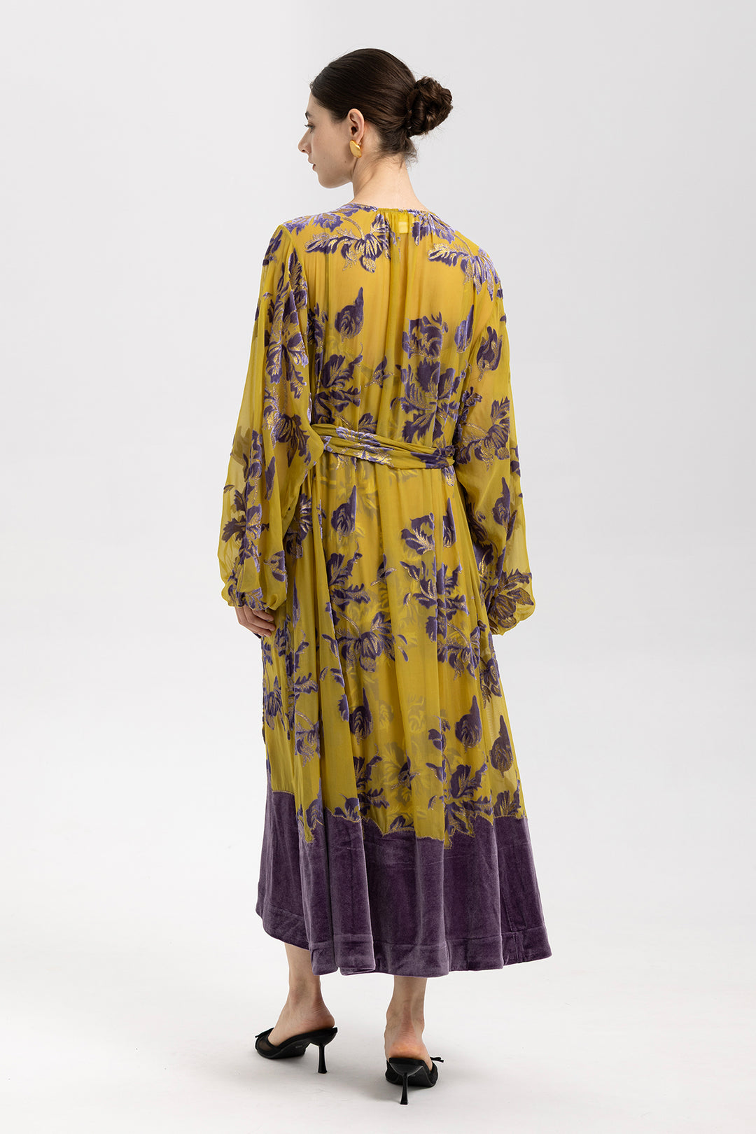 Lina Floral Burnout Velvet Dress