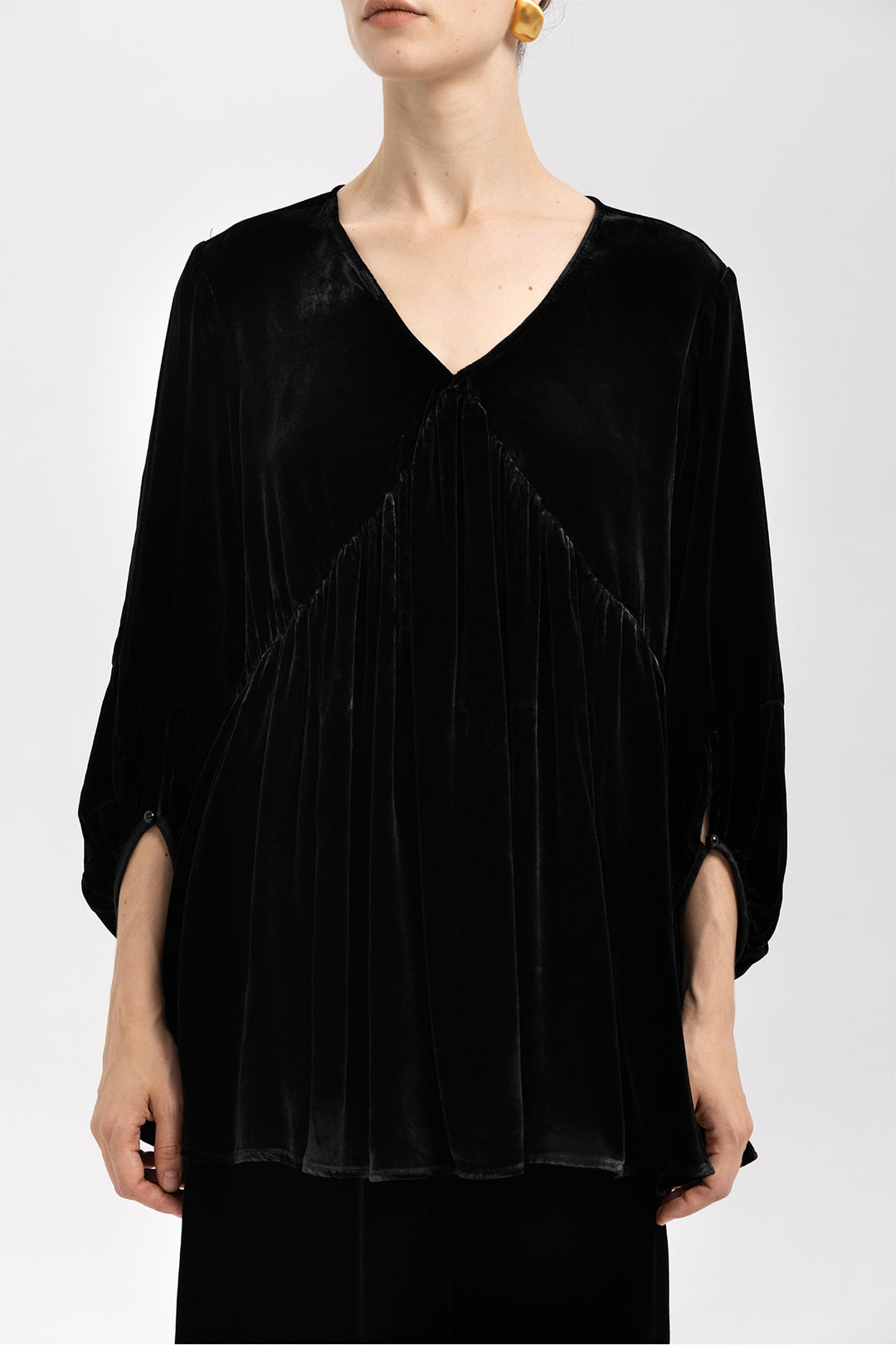 Anya Pleated Silk Velvet Blouse