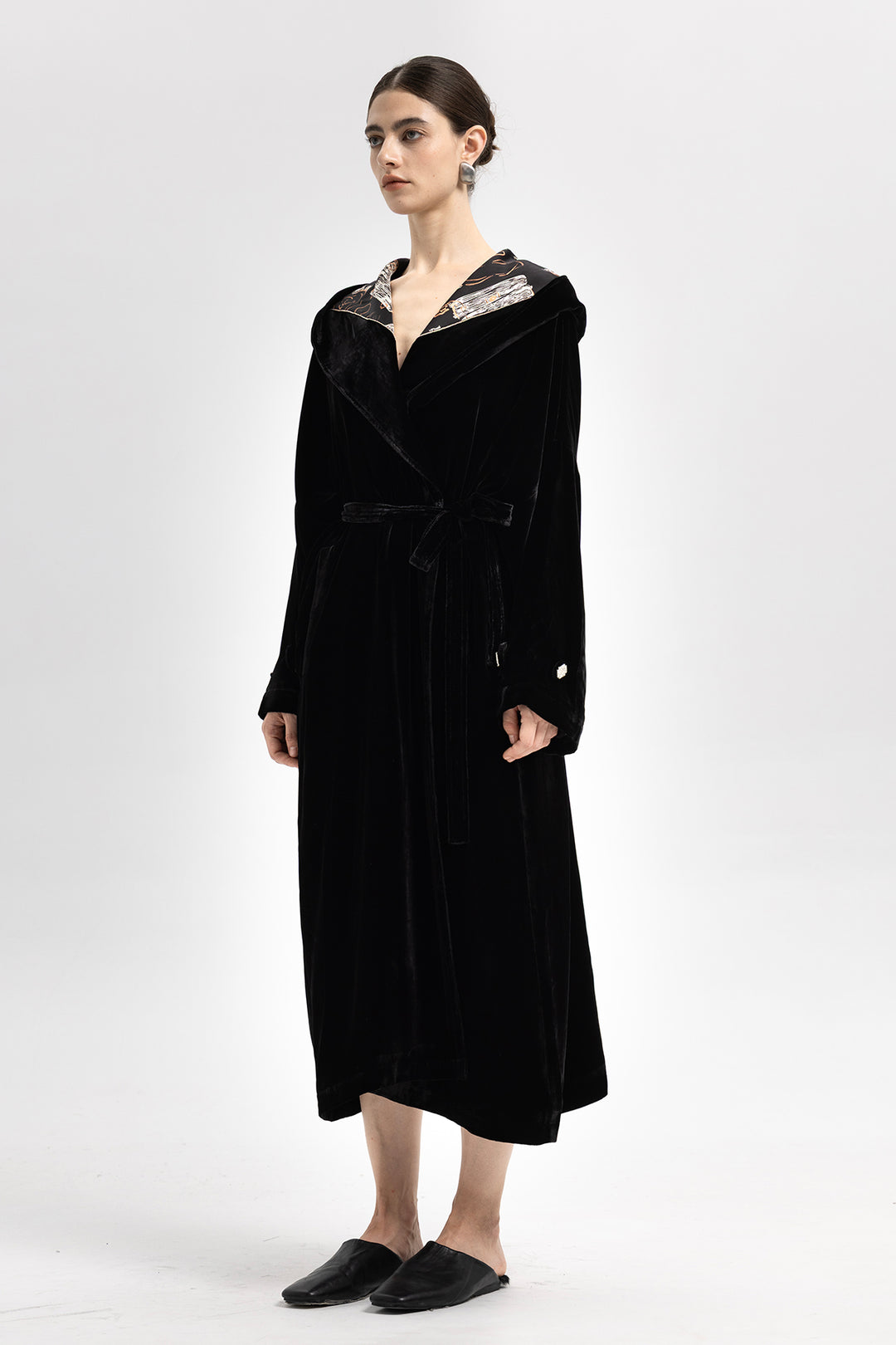 Luna Silk Velvet Belted Coat