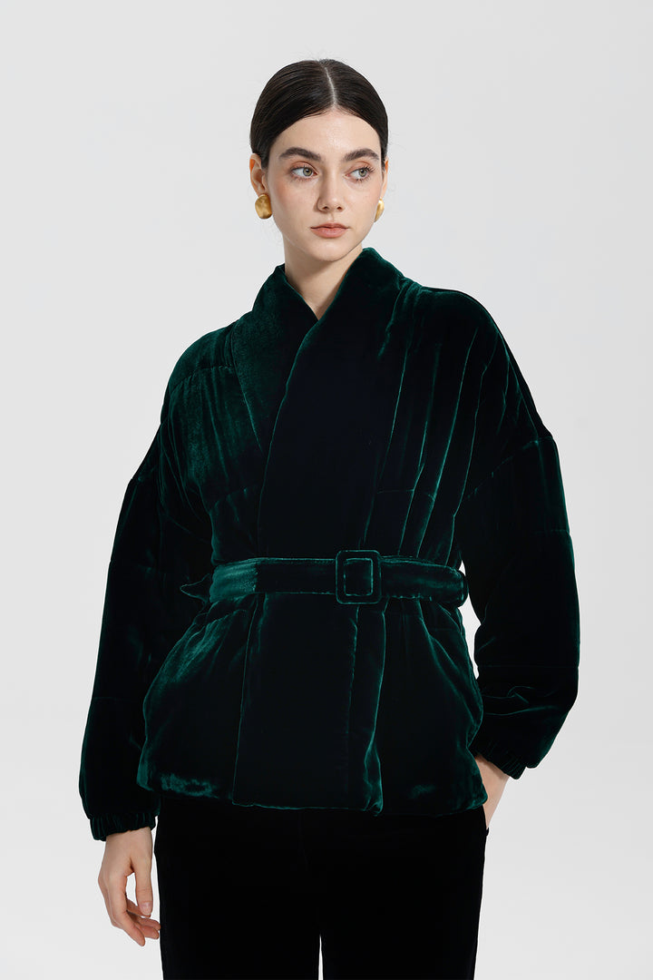 Emerald Forest Elise Belted Velvet Jacket