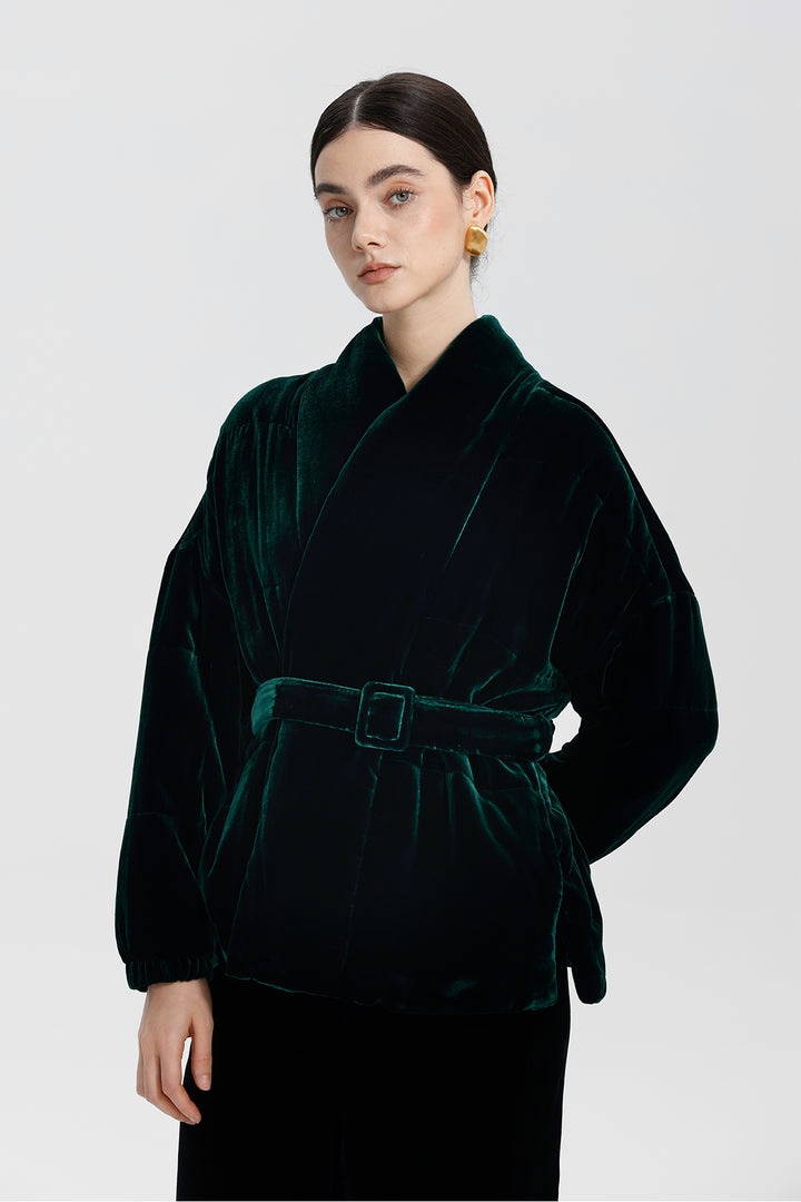Emerald Forest Elise Belted Velvet Jacket