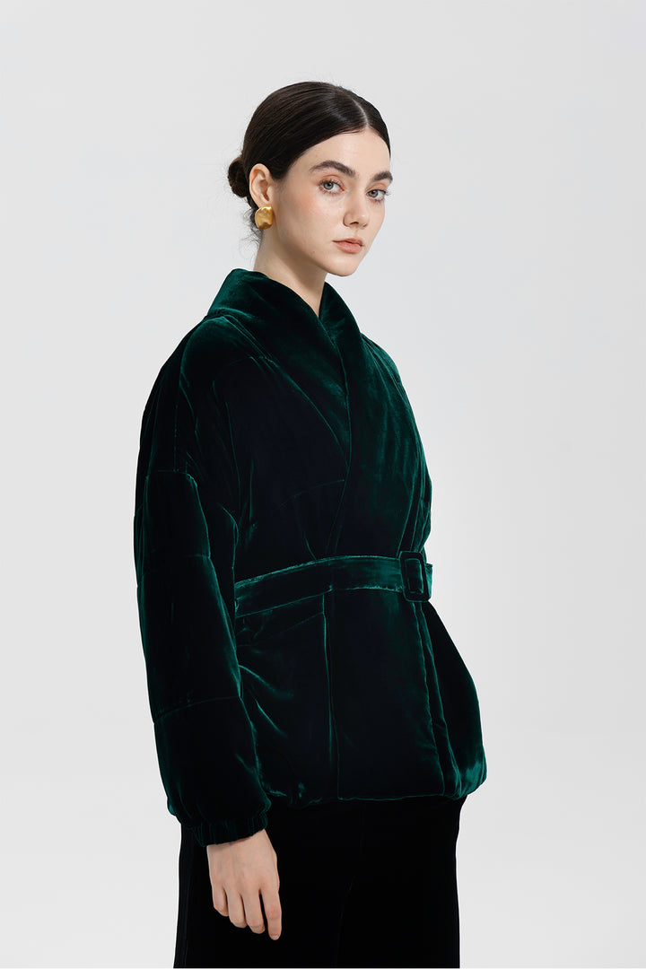 Emerald Forest Elise Belted Velvet Jacket