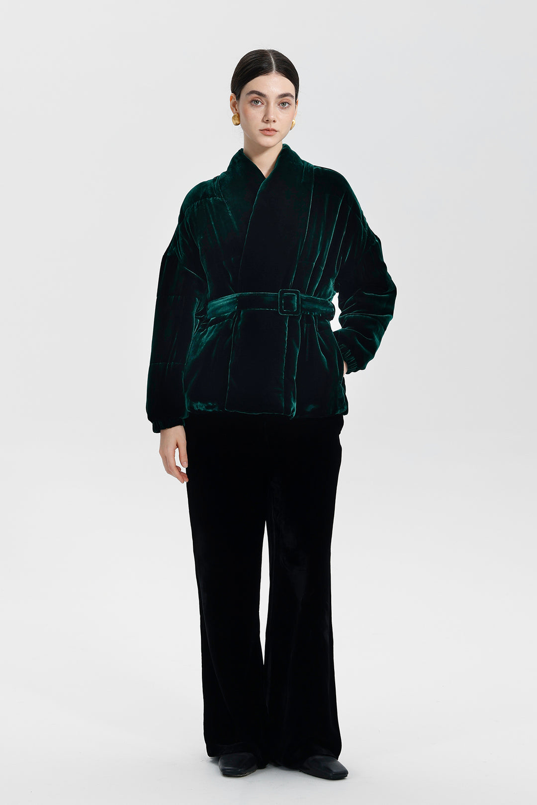 Emerald Forest Elise Belted Velvet Jacket