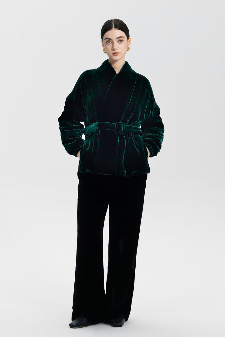 Emerald Forest Elise Belted Velvet Jacket
