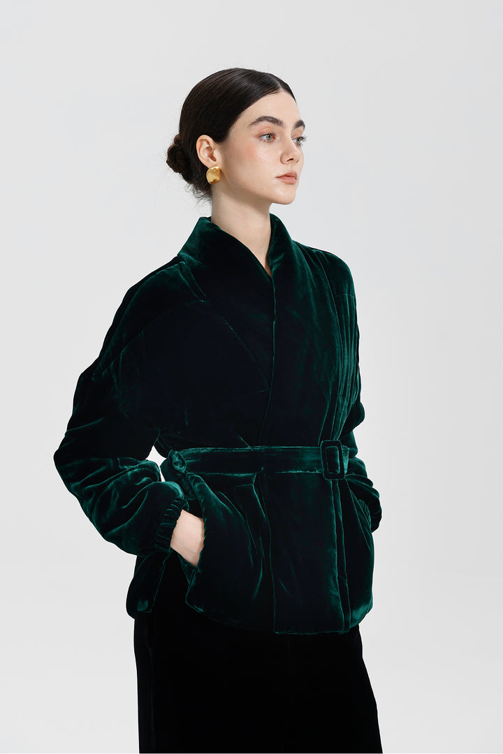 Emerald Forest Elise Belted Velvet Jacket