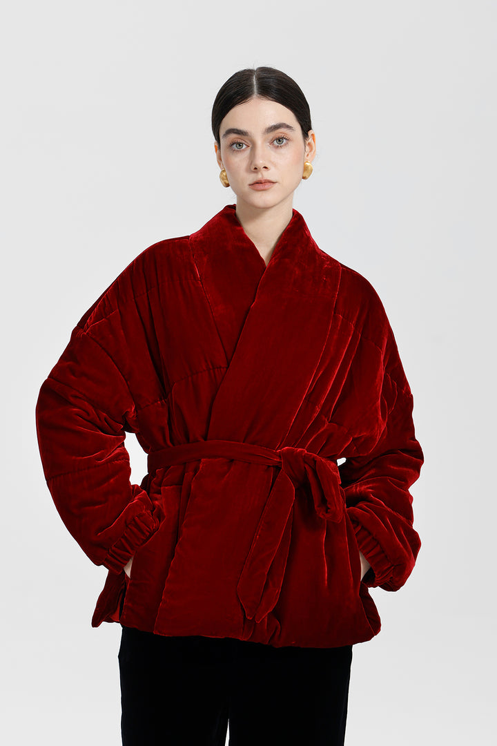 Beatrice Wrap Velvet Coat