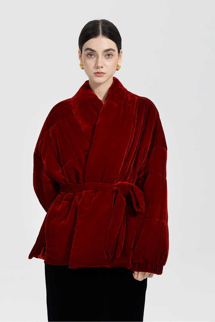 Beatrice Wrap Velvet Coat