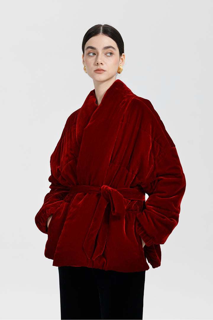 Beatrice Wrap Velvet Coat