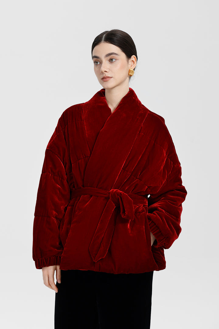 Beatrice Wrap Velvet Coat