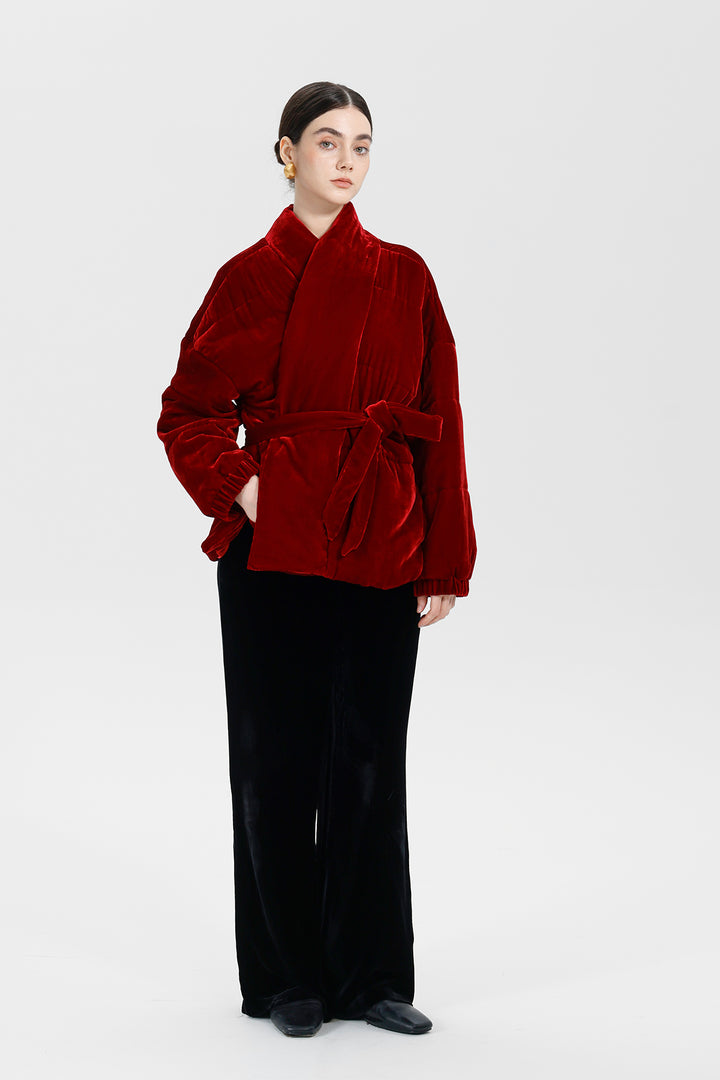 Beatrice Wrap Velvet Coat