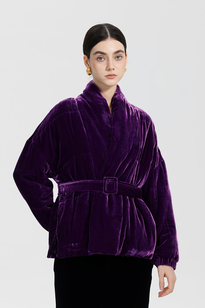 Amethyst Bloom Elise Belted Velvet Jacket