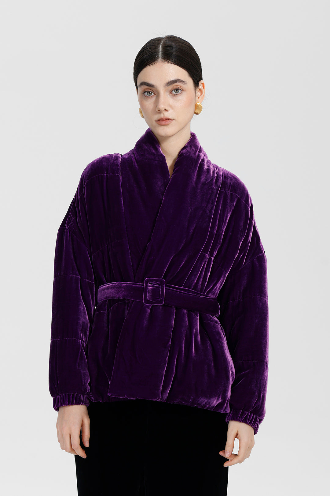 Amethyst Bloom Elise Belted Velvet Jacket
