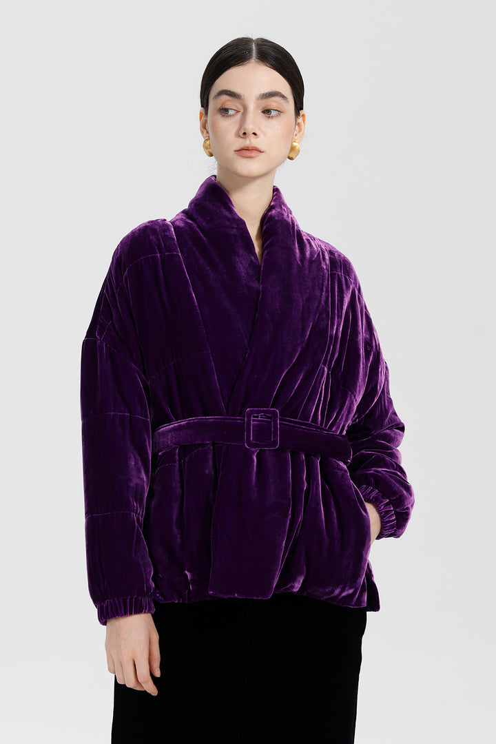 Amethyst Bloom Elise Belted Velvet Jacket