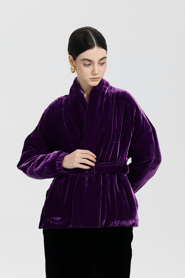 Amethyst Bloom Elise Belted Velvet Jacket