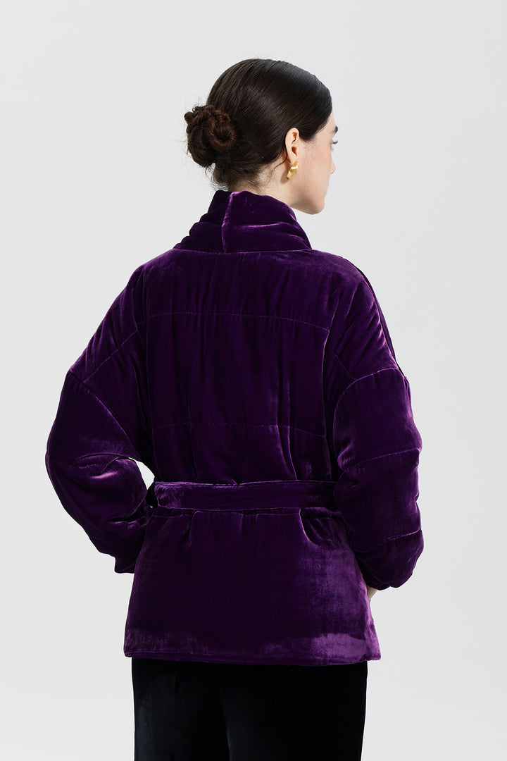 Amethyst Bloom Elise Belted Velvet Jacket