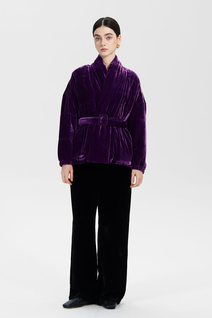 Amethyst Bloom Elise Belted Velvet Jacket