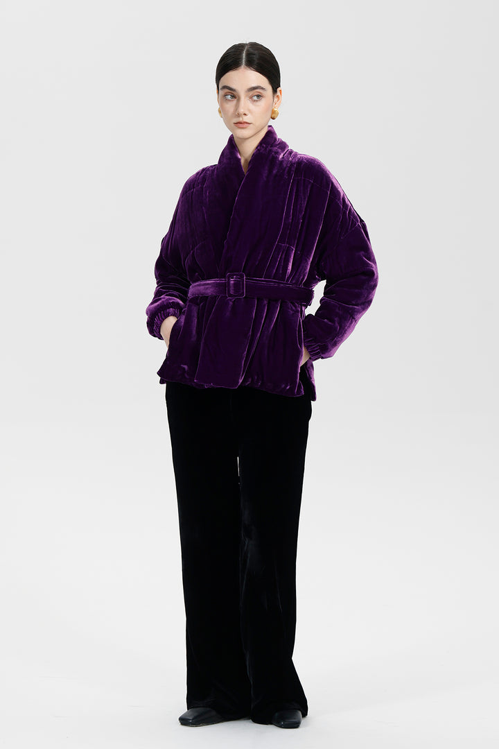 Amethyst Bloom Elise Belted Velvet Jacket