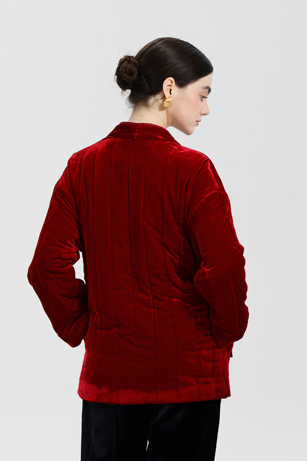 Mei Velvet Wrap Ruby Red Coat