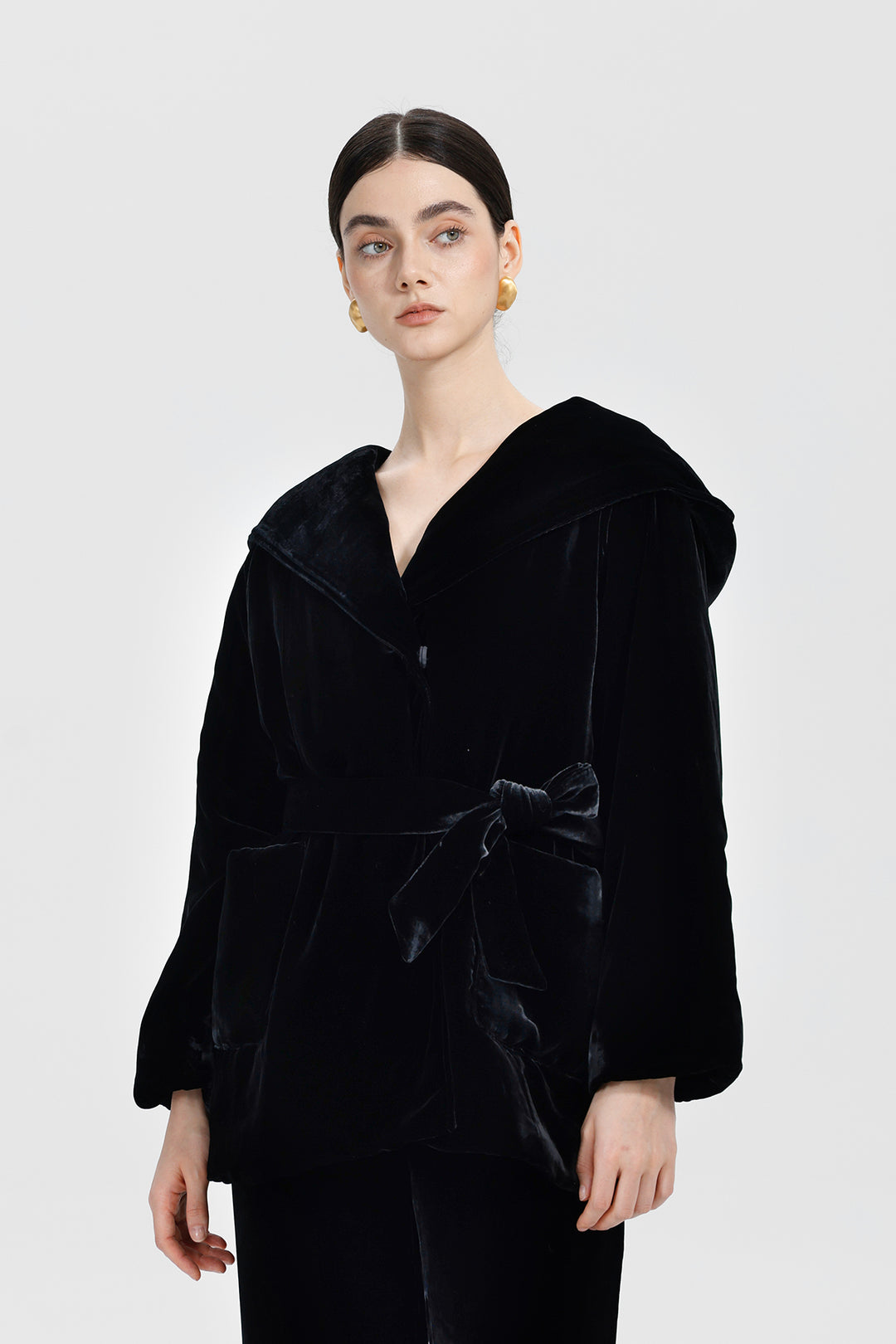 Elara Velvet Kimono Hooded Coat