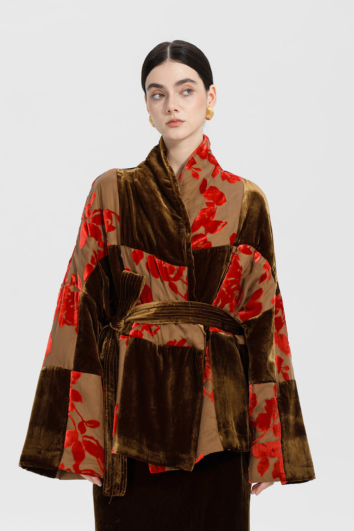Aurelia Patchwork Burnout Velvet Jacket
