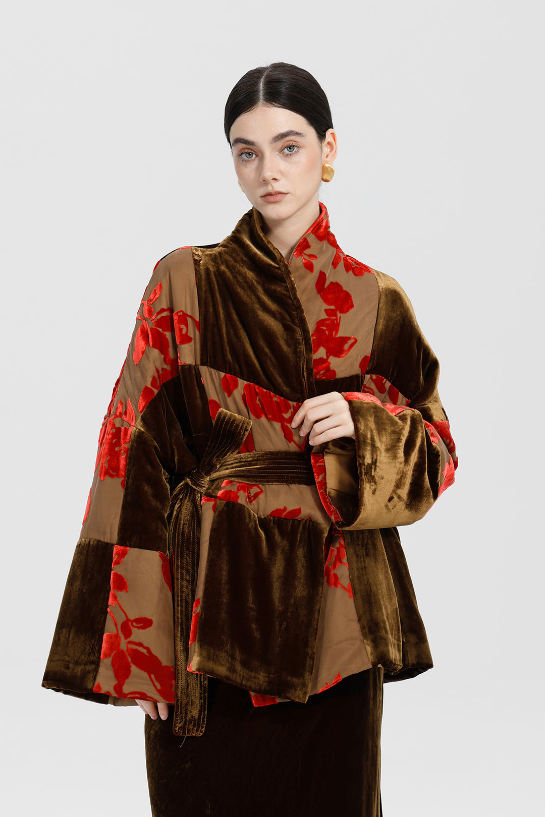 Aurelia Patchwork Burnout Velvet Jacket