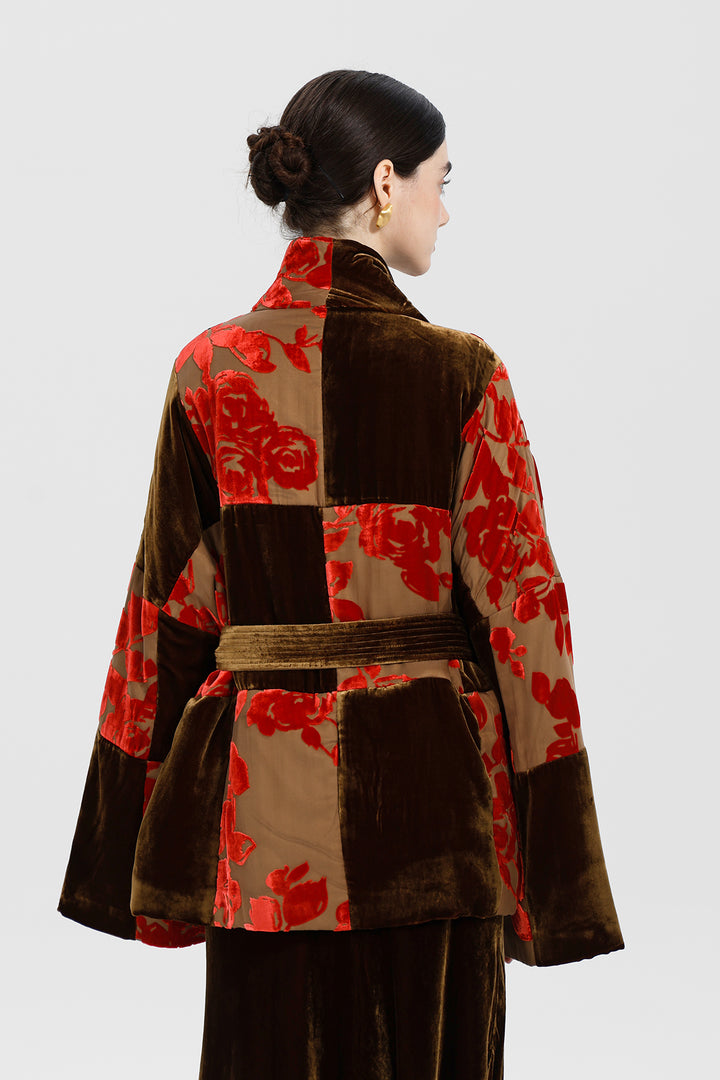 Aurelia Patchwork Burnout Velvet Jacket