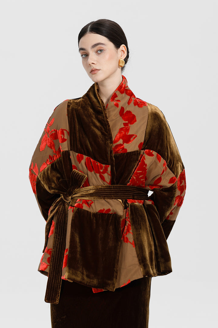 Aurelia Patchwork Burnout Velvet Jacket