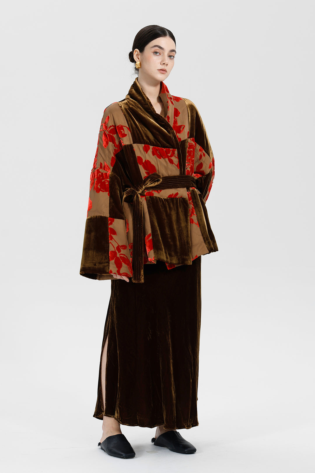 Aurelia Patchwork Burnout Velvet Jacket