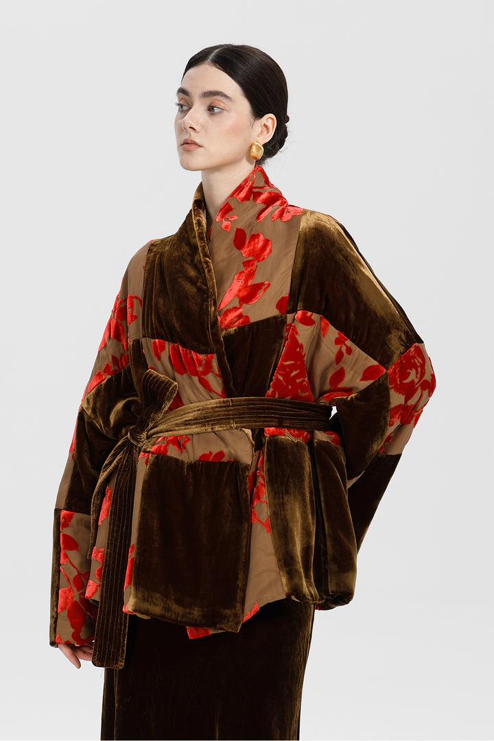 Aurelia Patchwork Burnout Velvet Jacket