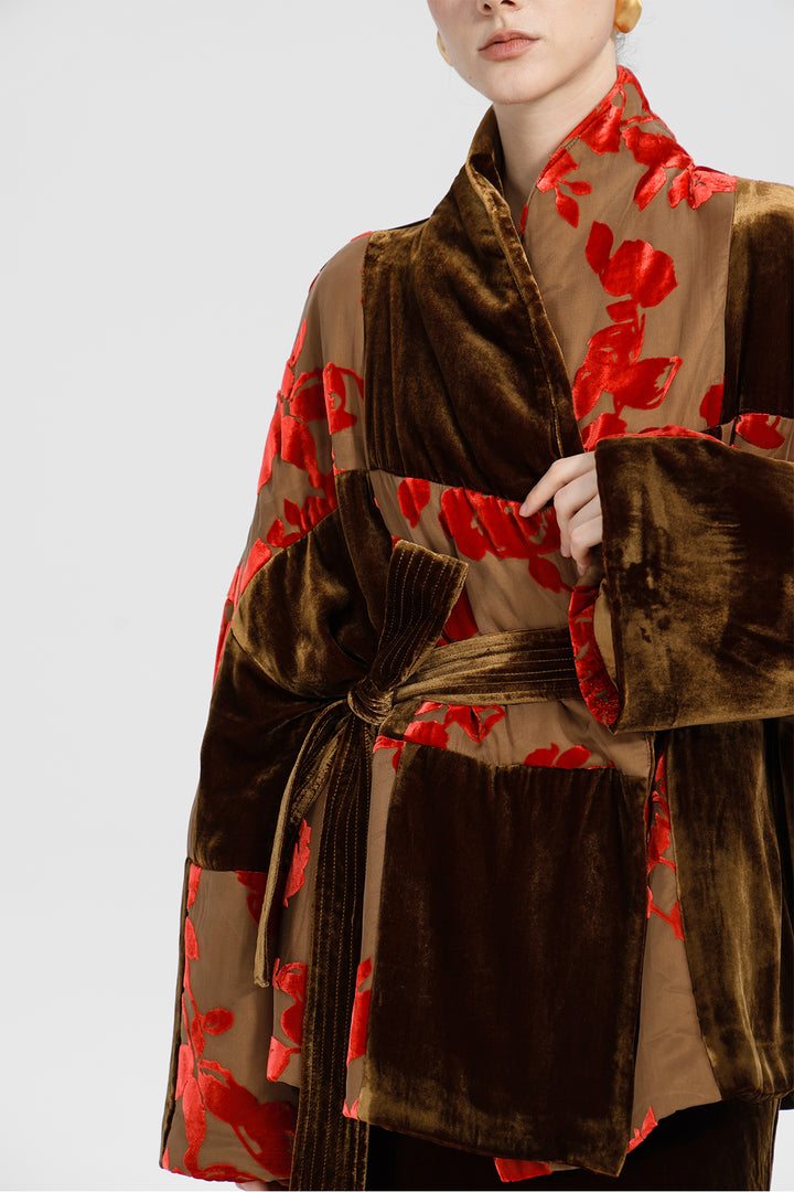 Aurelia Patchwork Burnout Velvet Jacket