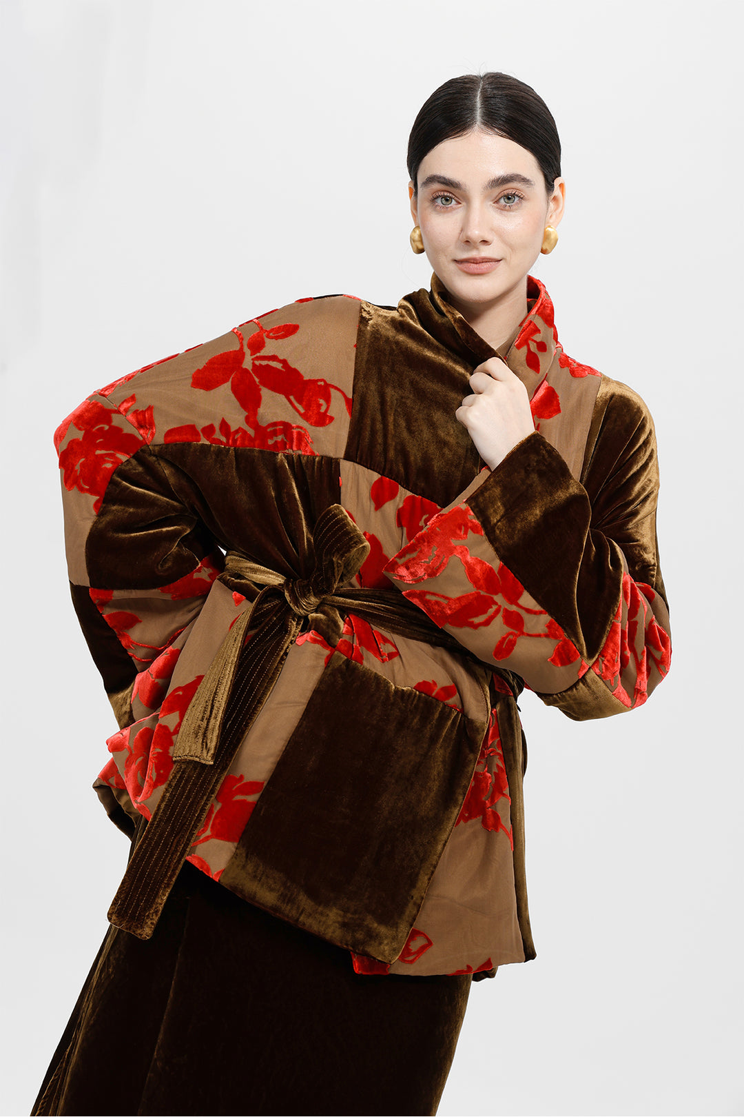 Aurelia Patchwork Burnout Velvet Jacket