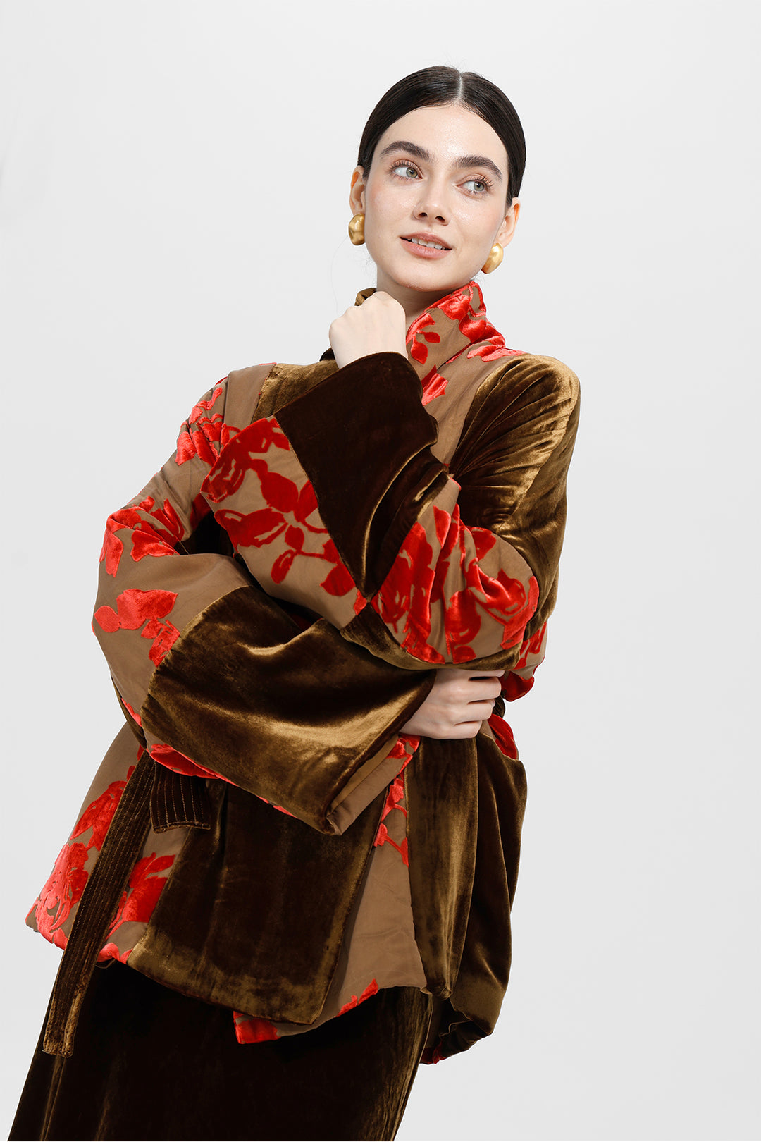 Aurelia Patchwork Burnout Velvet Jacket