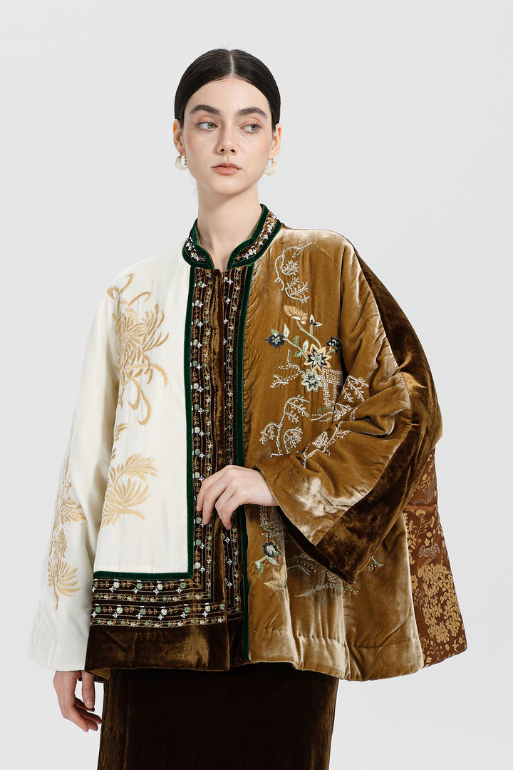 Margaux Couture Hand-Embroidered Velvet Coat