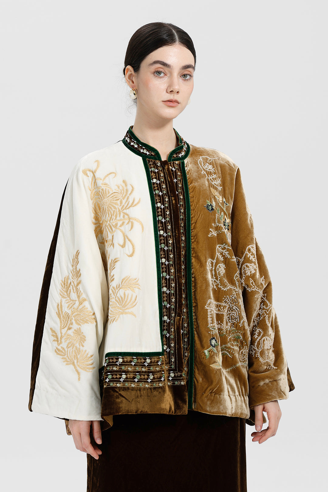 Margaux Couture Hand-Embroidered Velvet Coat