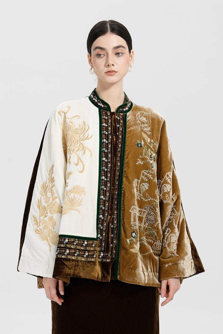 Margaux Couture Hand-Embroidered Velvet Coat