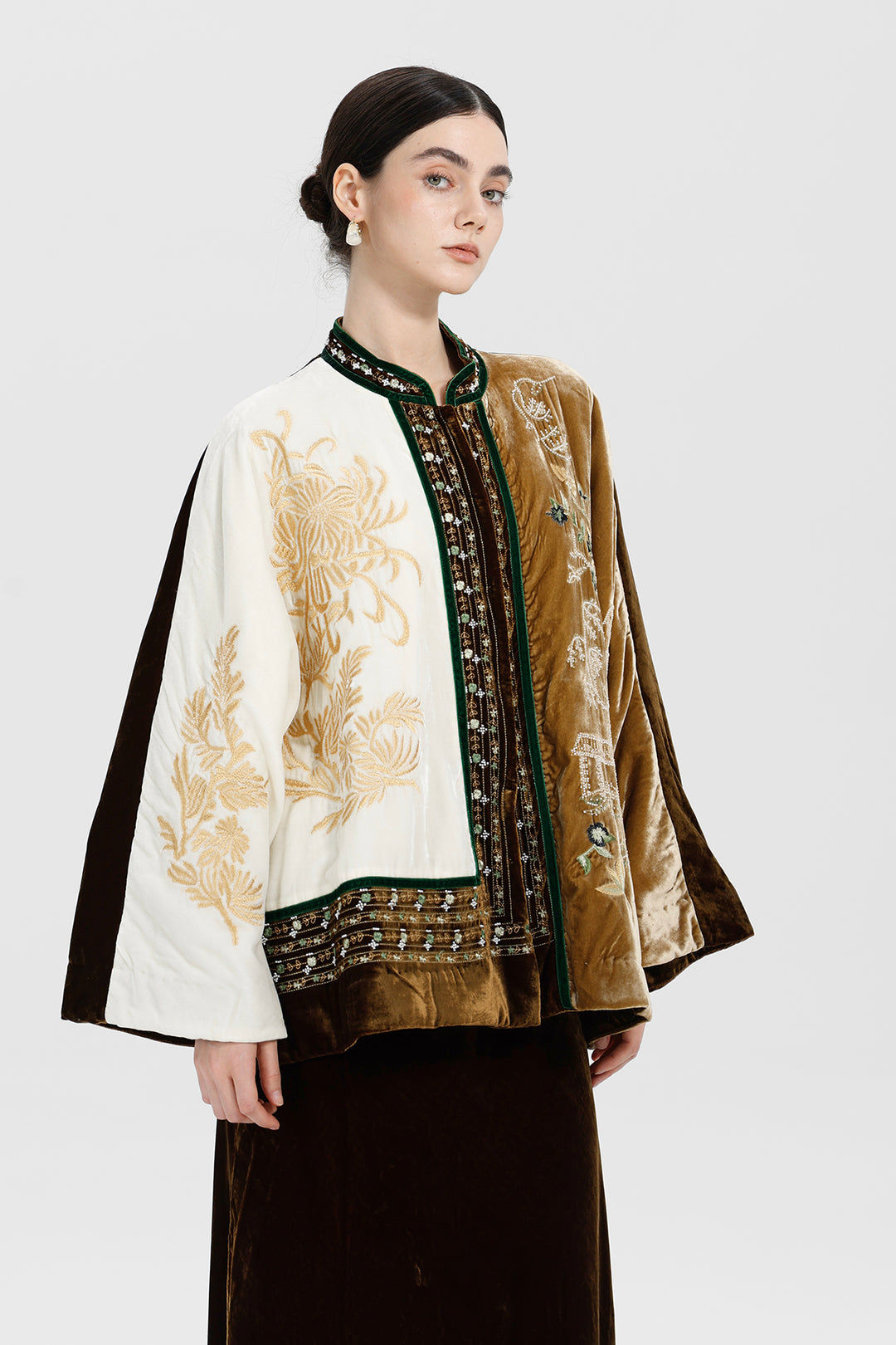 Margaux Couture Hand-Embroidered Velvet Coat