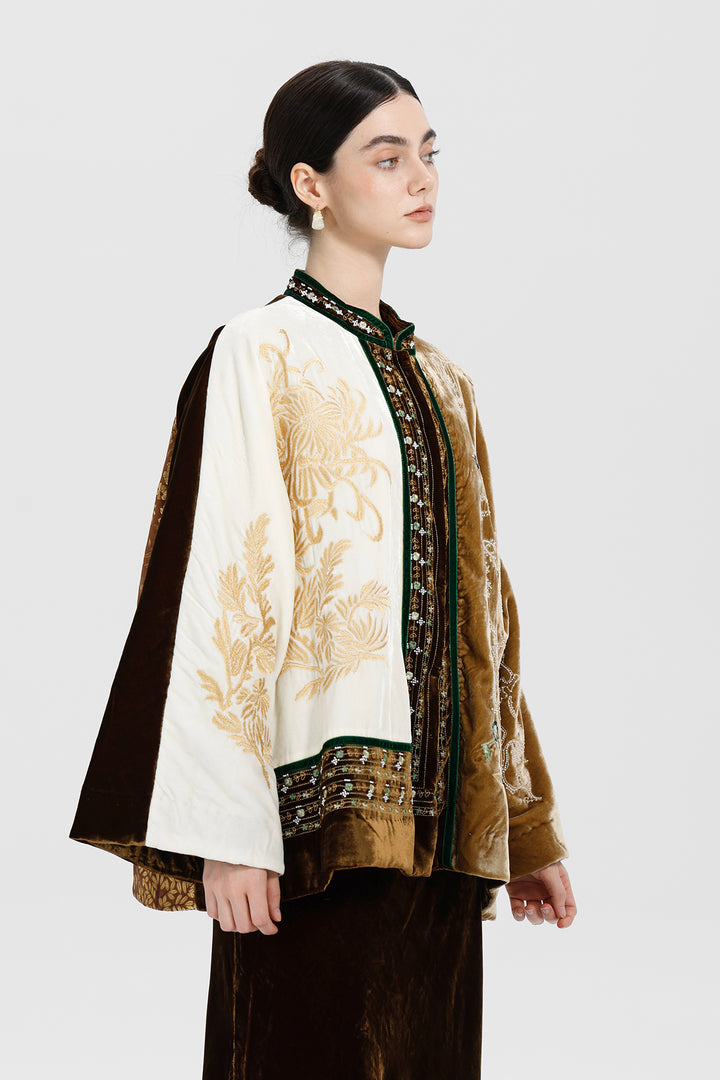 Margaux Couture Hand-Embroidered Velvet Coat