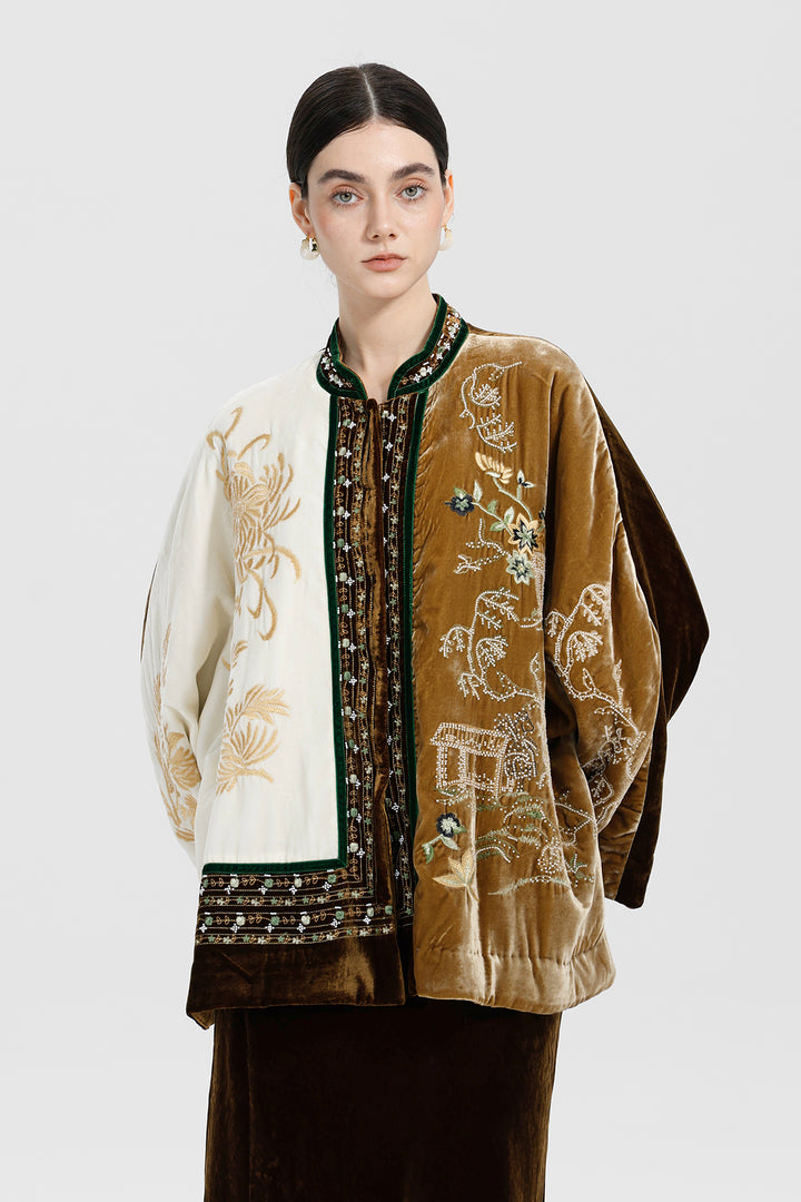 Margaux Couture Hand-Embroidered Velvet Coat