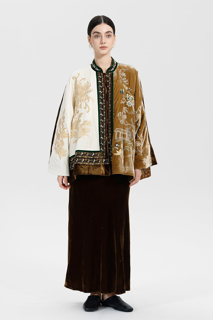 Margaux Couture Hand-Embroidered Velvet Coat