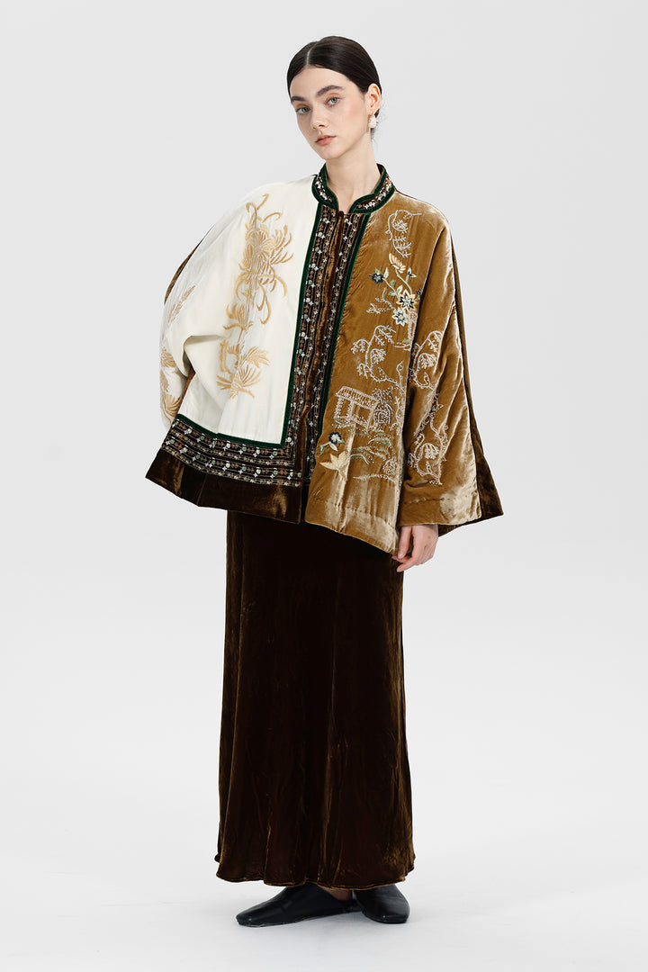 Margaux Couture Hand-Embroidered Velvet Coat