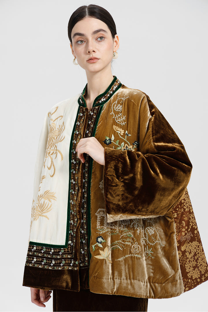 Margaux Couture Hand-Embroidered Velvet Coat