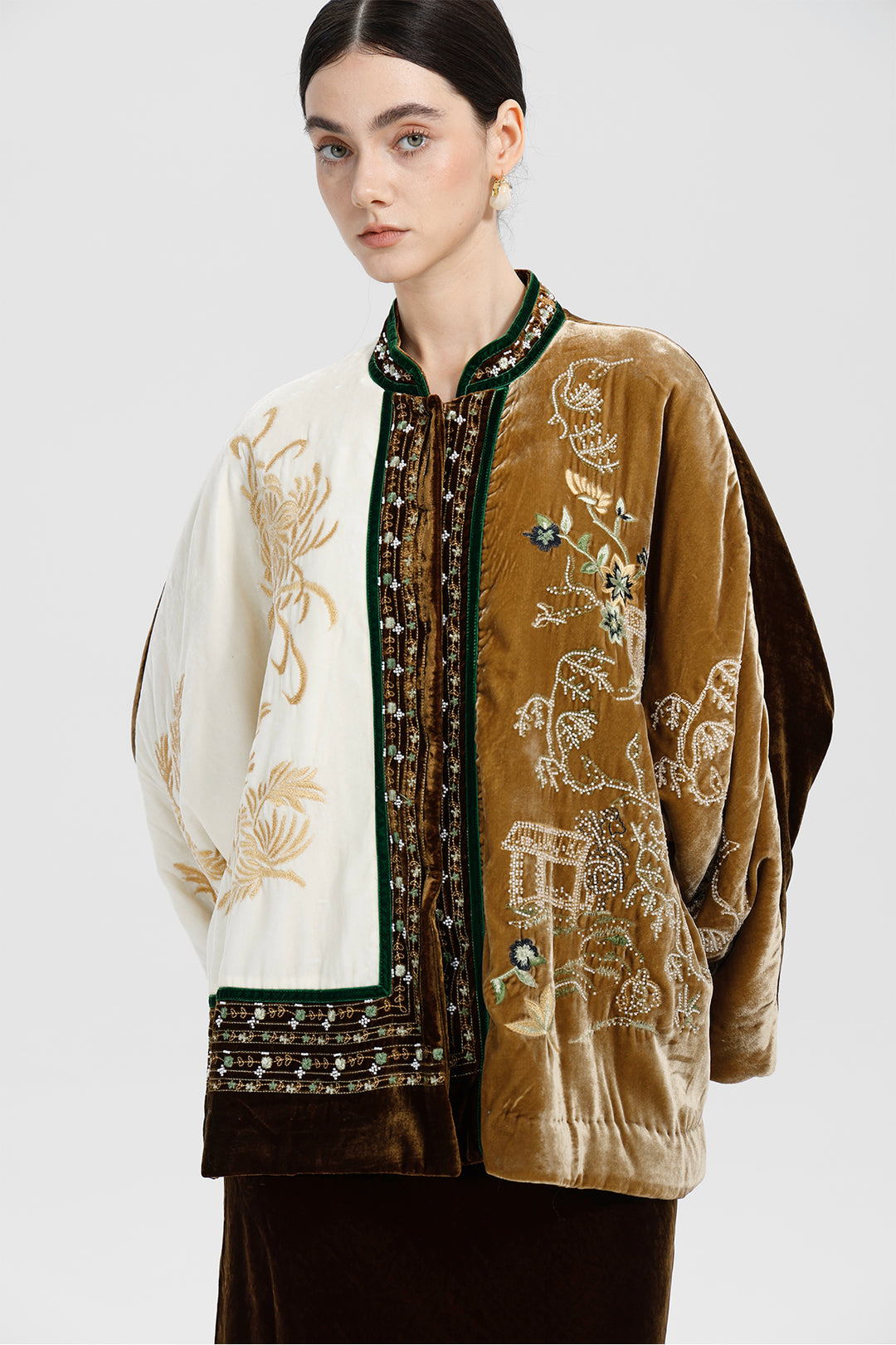 Margaux Couture Hand-Embroidered Velvet Coat